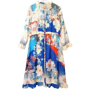 JOHNNY WAS Marritt Rowena Silk Floral Midi Dress
